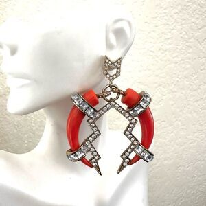 Orange rhinestone statement earrings